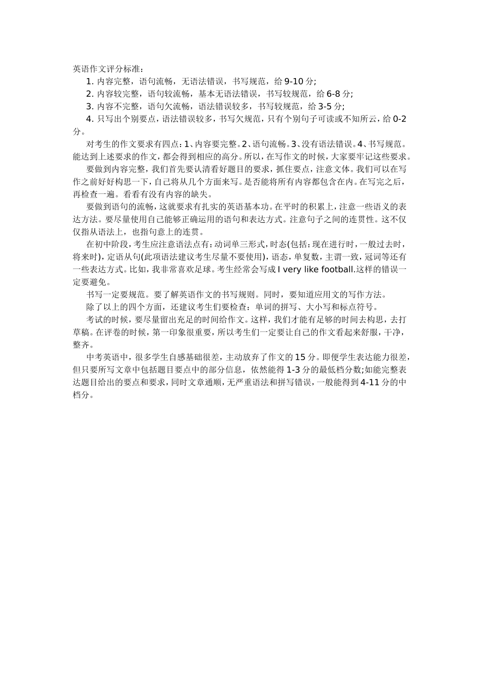 英语作文评分标准_第1页