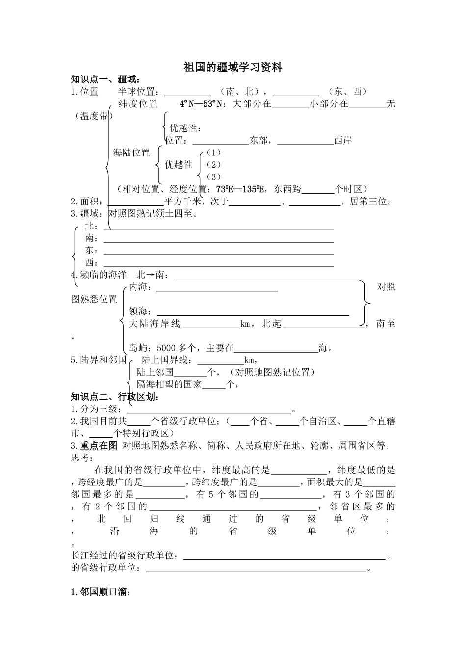祖国的疆域学习资料_第1页