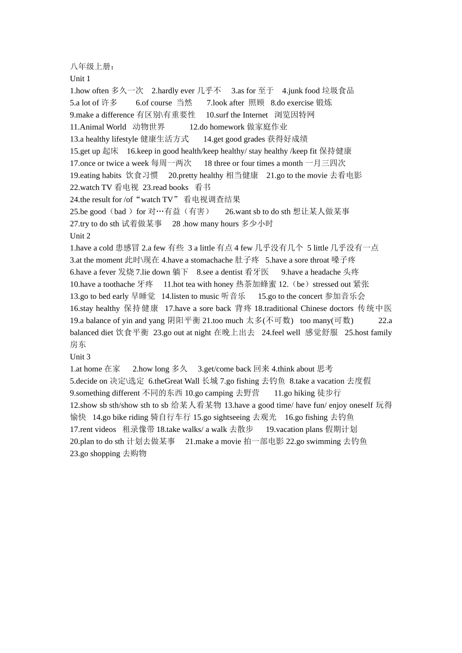 八年级上1-3词组总结_第1页