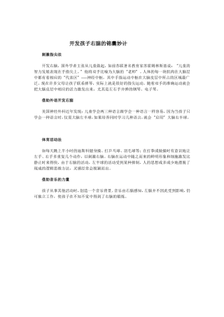 开发孩子右脑的锦囊妙计