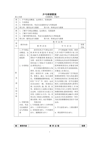 乒乓球课教案