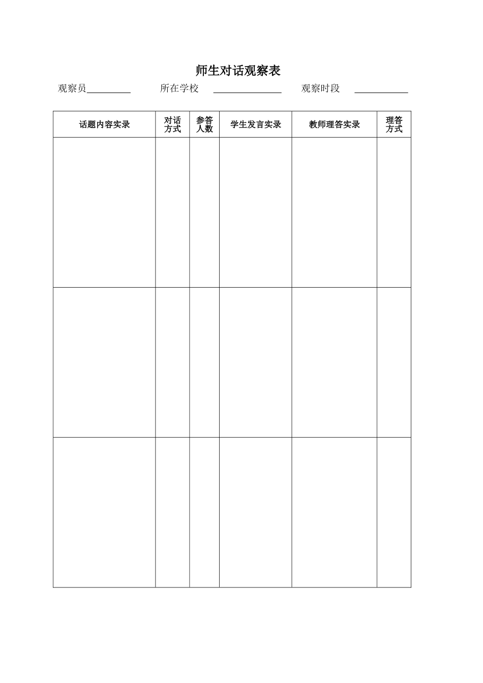 师生对话课堂观察表_第1页