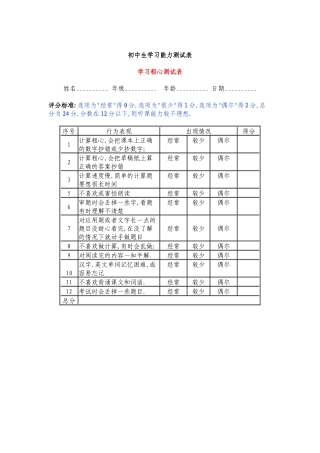 学习能力测试表（样表）