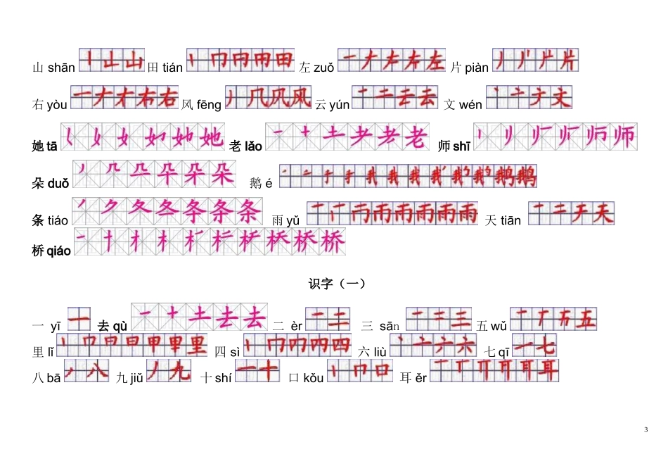 人教版一年级语文上下册生字笔画顺序整理_第3页