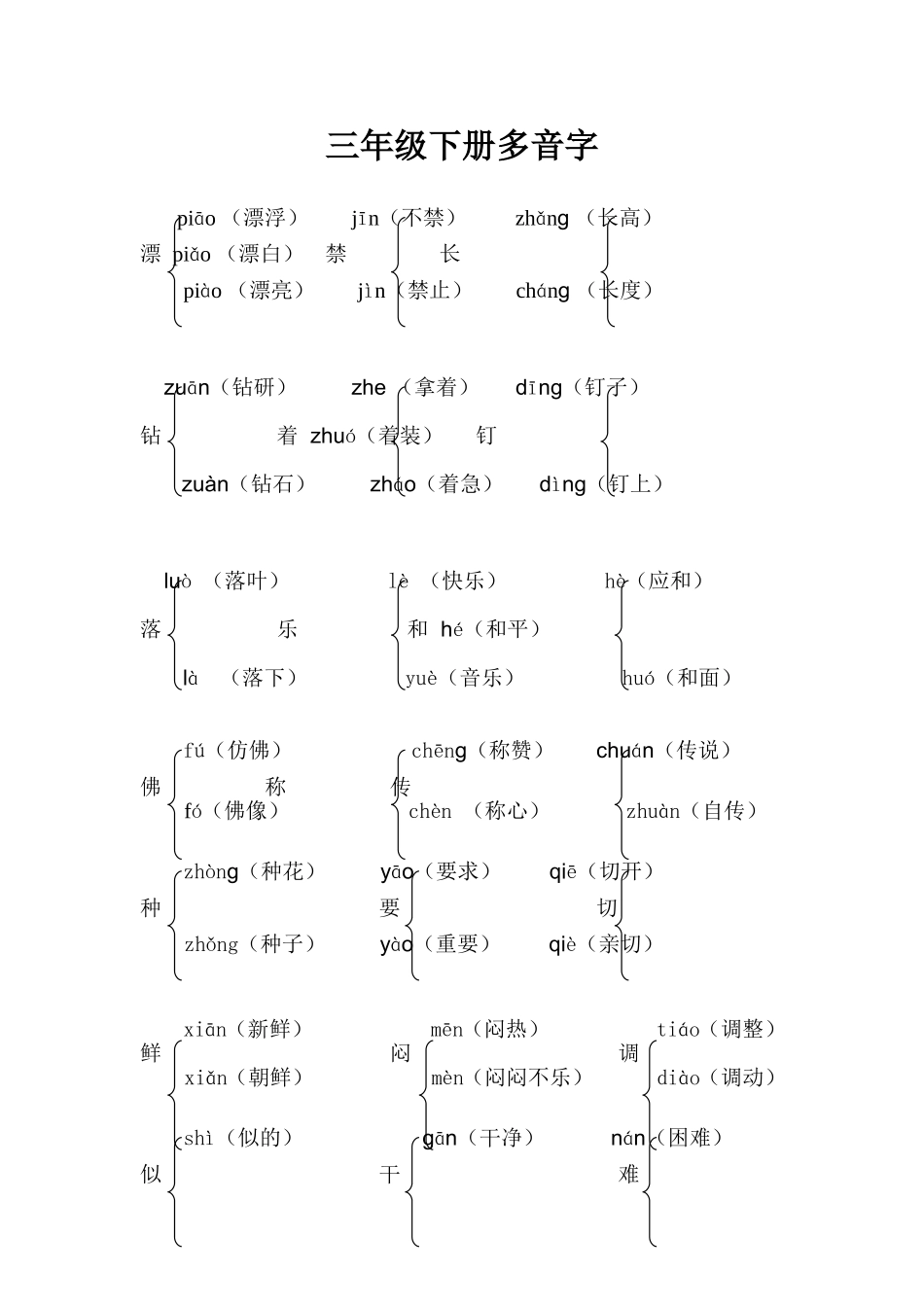 三年级下册多音字_第1页