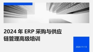 2024年ERP采购与供应链管理高级培训