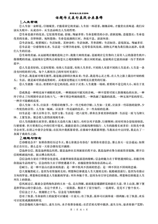 高考话题作文美句美段分类集锦