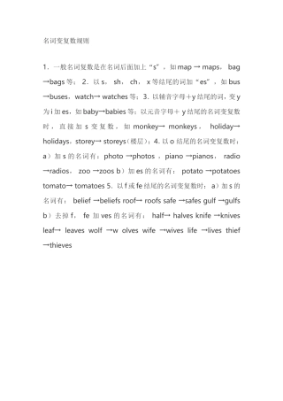 名词变复数规则