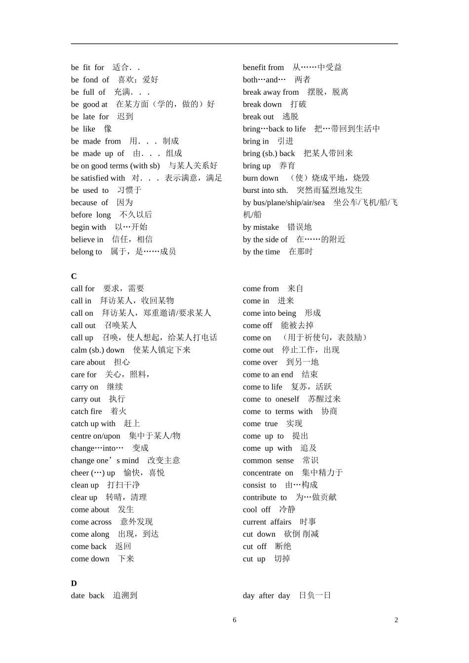 高中英语高一必会词组_第2页