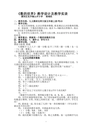 《数的世界》教学设计及教学实录