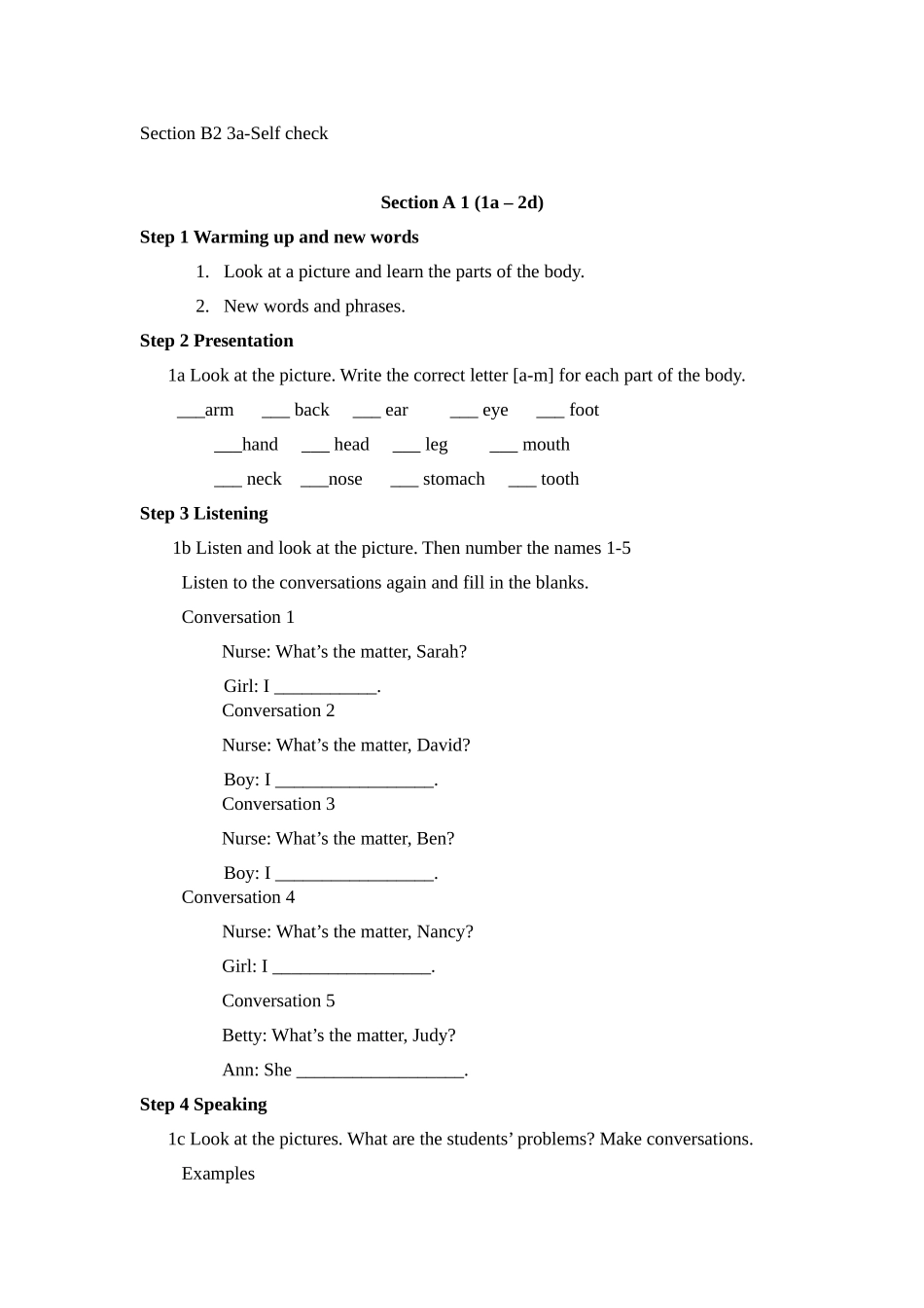 新目标八年级下Unit1What'sthematter？教案_第2页