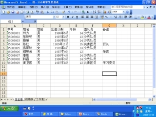 在工作表中输入数据