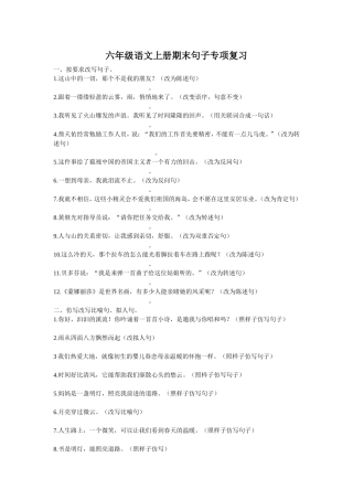 六年级语文上册期末句子专项复习