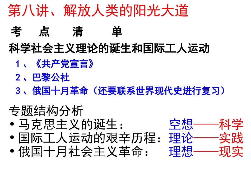 复习课件：专题八_解放人类的阳光大道_7_第2页