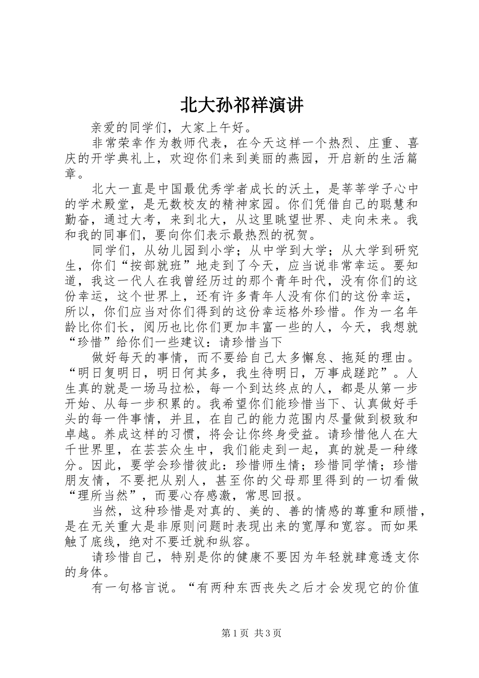 北大孙祁祥演讲稿_第1页