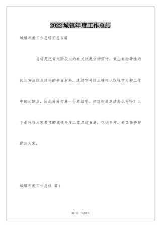 2024城镇年度工作总结