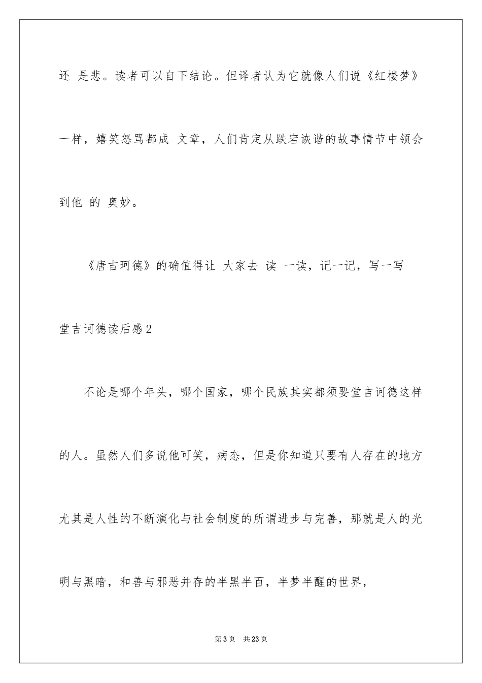 2024堂吉诃德读后感_第3页