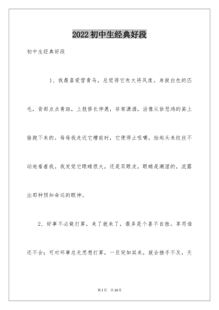 2024初中生经典好段
