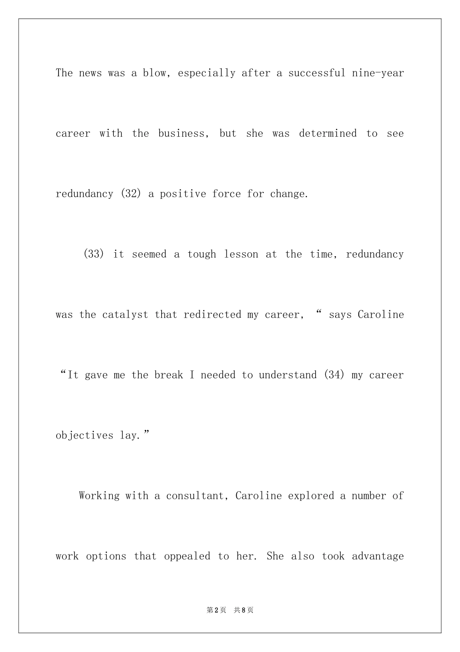 2024商务英语高级完形填空测试题附答案解析_第2页