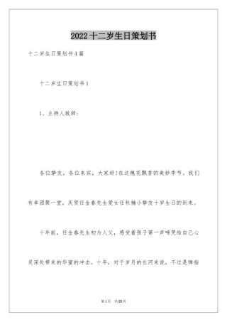 2024十二岁生日策划书