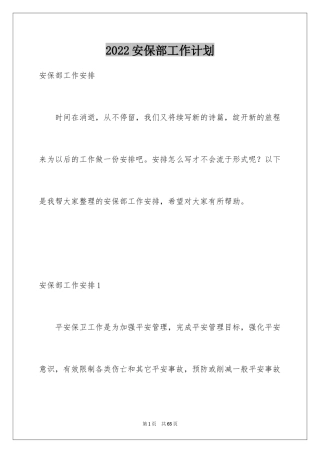 2024安保部工作计划_2