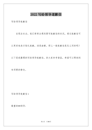 2024写给领导道歉信_2