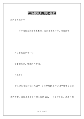 2024大队委竞选口号