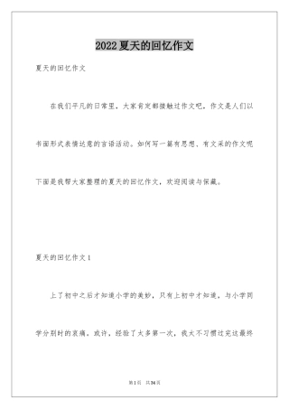2024夏天的回忆作文_3
