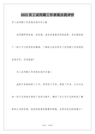 2024员工试用期工作表现自我评价