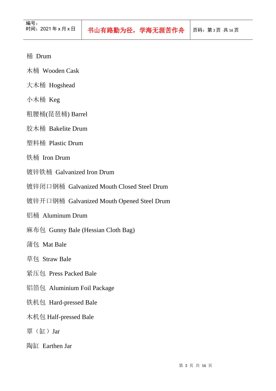 外贸英语常用包装术语汇编_第3页