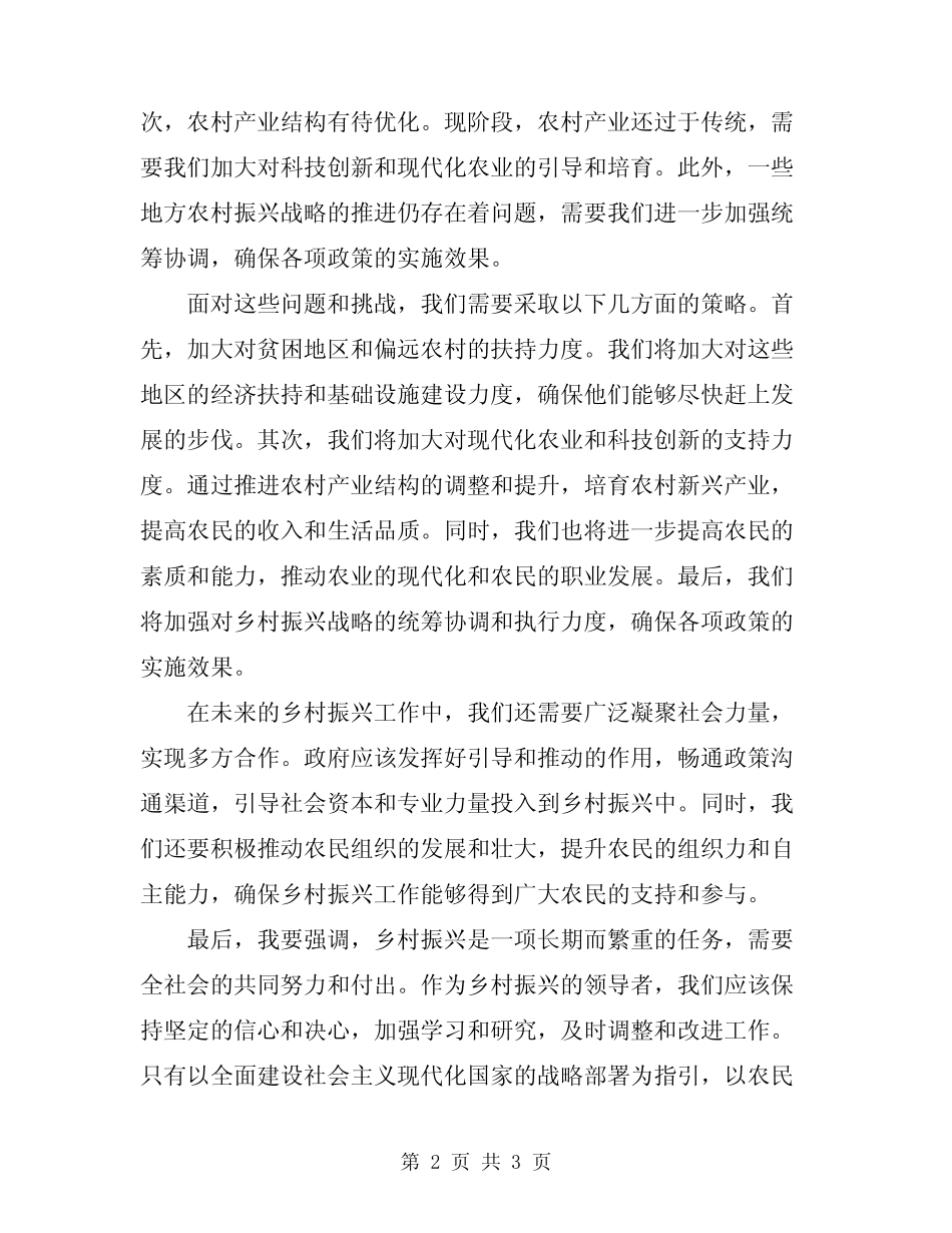 2024年实现乡村振兴领导发言稿_第2页