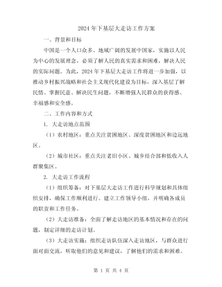 2024年下基层大走访工作方案