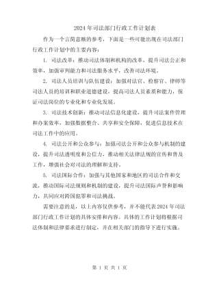 2024年司法部门行政工作计划表