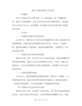 2024年派出所的工作总结