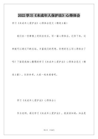 2024学习《未成年人保护法》心得体会