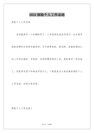 2024保险个人工作总结_1