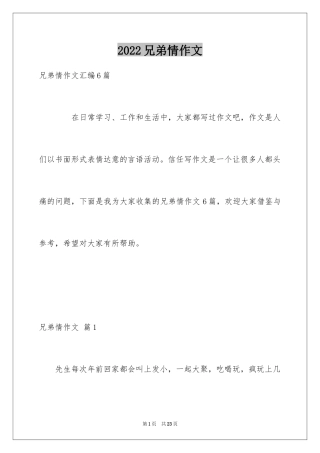 2024兄弟情作文_100