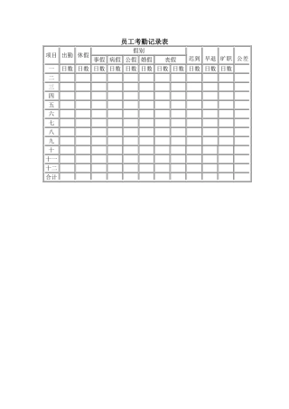 员工考勤记录表