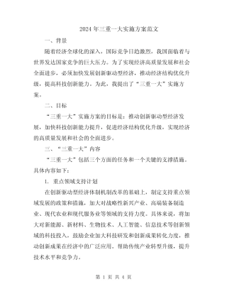 2024年三重一大实施方案范文