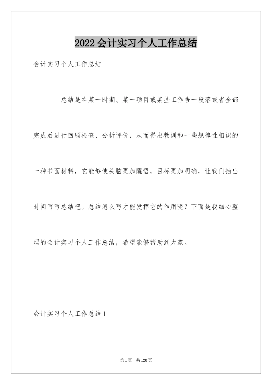 2024会计实习个人工作总结_第1页