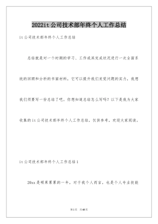 2024it公司技术部年终个人工作总结