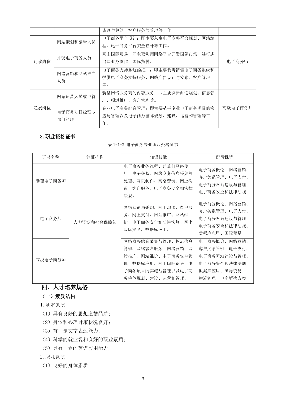 电子商务专业人才培养方案_第3页