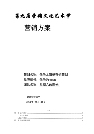 某太阳镜营销文化艺术节营销方案