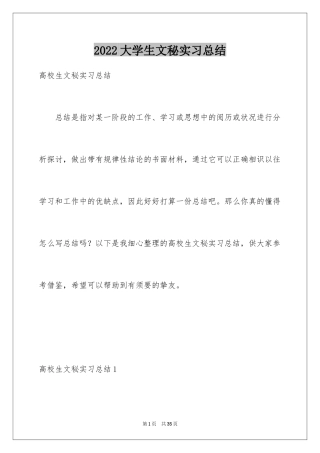 2024大学生文秘实习总结