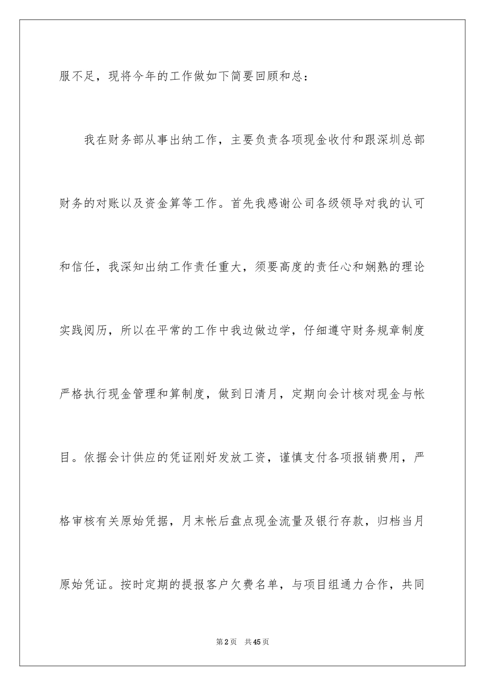 2024出纳个人工作总结_40_第2页