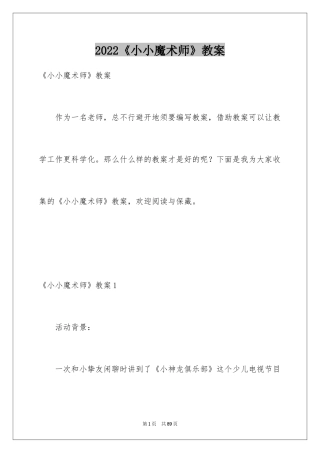 2024《小小魔术师》教案_2