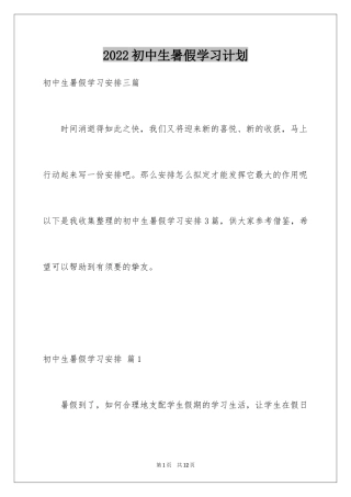 2024初中生暑假学习计划_7