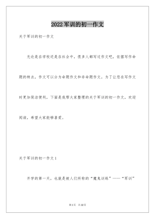 2024军训的初一作文