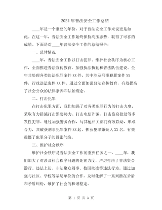2024年普法安全工作总结 