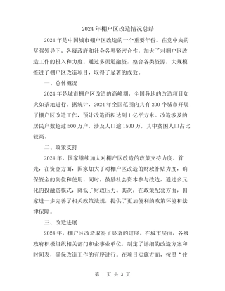 2024年棚户区改造情况总结 